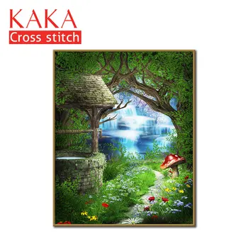 

Cross stitch kits,Embroidery needlework sets with printed pattern,11CT-canvas for Home Decor Painting,Landscape Full NCKS044