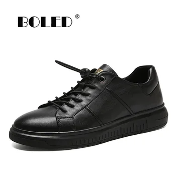 

New Genuine Leather Casual Men Shoes Lace-Up Round Toe Flats Shoes Comfort Fashion Sneakers Shoes Men Zapatos Hombre