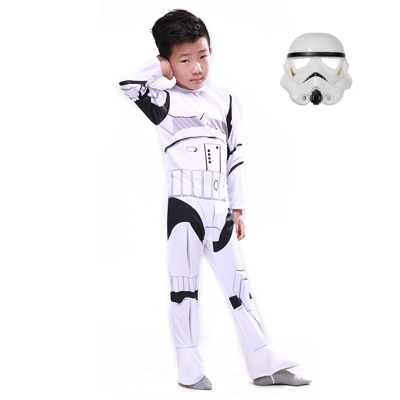 Storm trooper Suit Костюмы для игр с героями мультфильма «Звездные войны» для мальчиков, детские костюмы с капюшоном Анакин, костюмы с плащом для девочек, серый костюм для косплея, рыцарская одежда штурмовика - Цвет: Storm trooper Suit