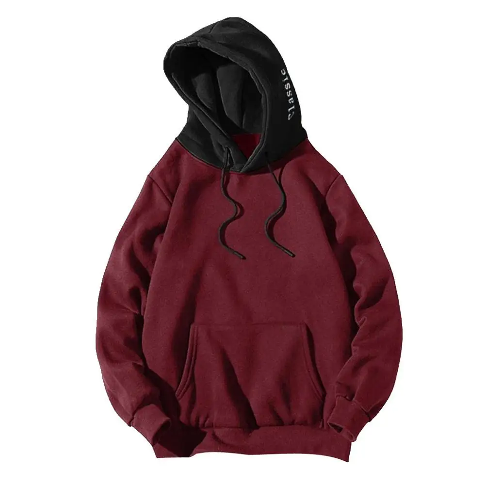 Wine Red Весна, модные брендовые мужские толстовки, осенние мужские повседневные толстовки с капюшоном, мужские одноцветные толстовки с капюшоном, толстовки, топы, стиль - Цвет: Wine Red
