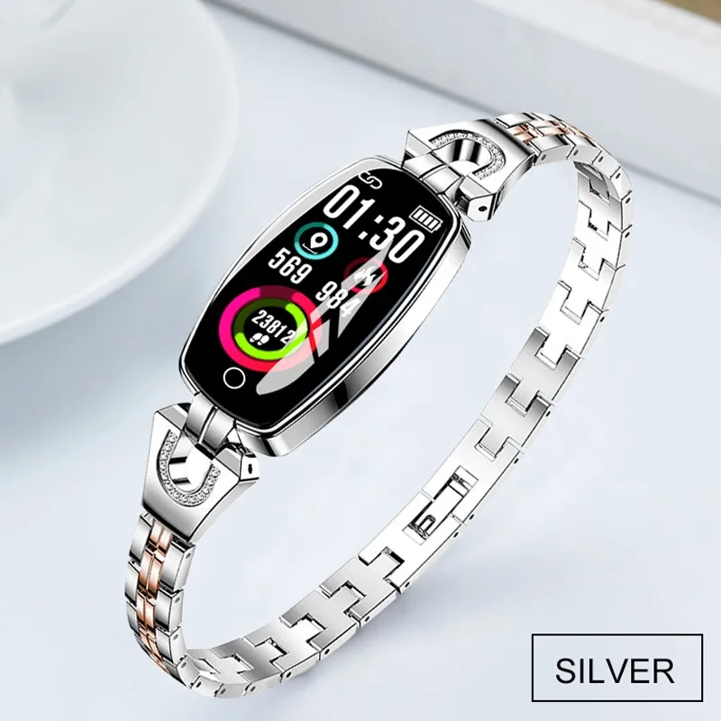 Silver Женский фитнес-трекер, умный браслет, здоровый, модный, сердечный ритм, кровяное давление, водонепроницаемые, женские часы, браслет, подарок - Цвет: Silver