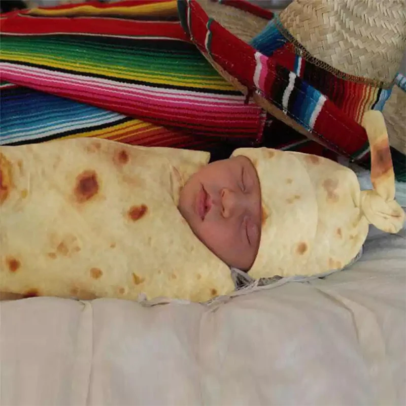 Детское одеяло Burrito; одеяло из муки и тортилии; мягкая шапочка для сна; высокое качество; удобные принадлежности для младенцев; с шапочкой