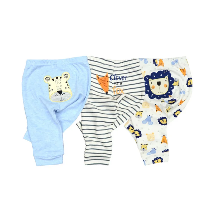3Pieces Newborn Print Pants 100%Cotton Baby Boy Trousers 0-24M Baby Girl Pants Soft Solid Color Four Seasons Bebes 4