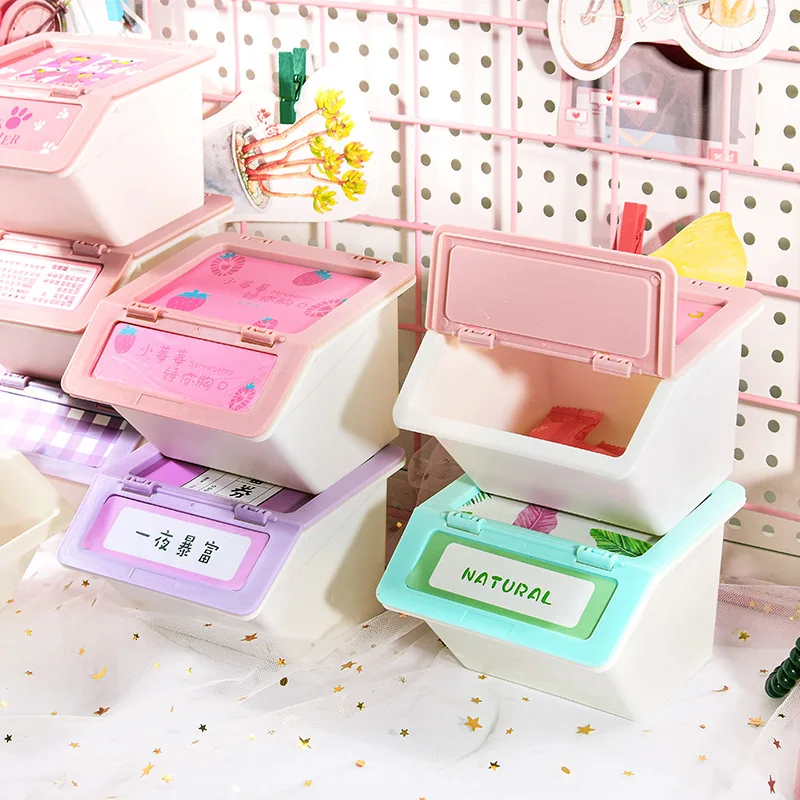 

Cute Square Pen Holder Desktop Storage Box Multi-functional Desk Organizer Lovely Stationery School Office Supply