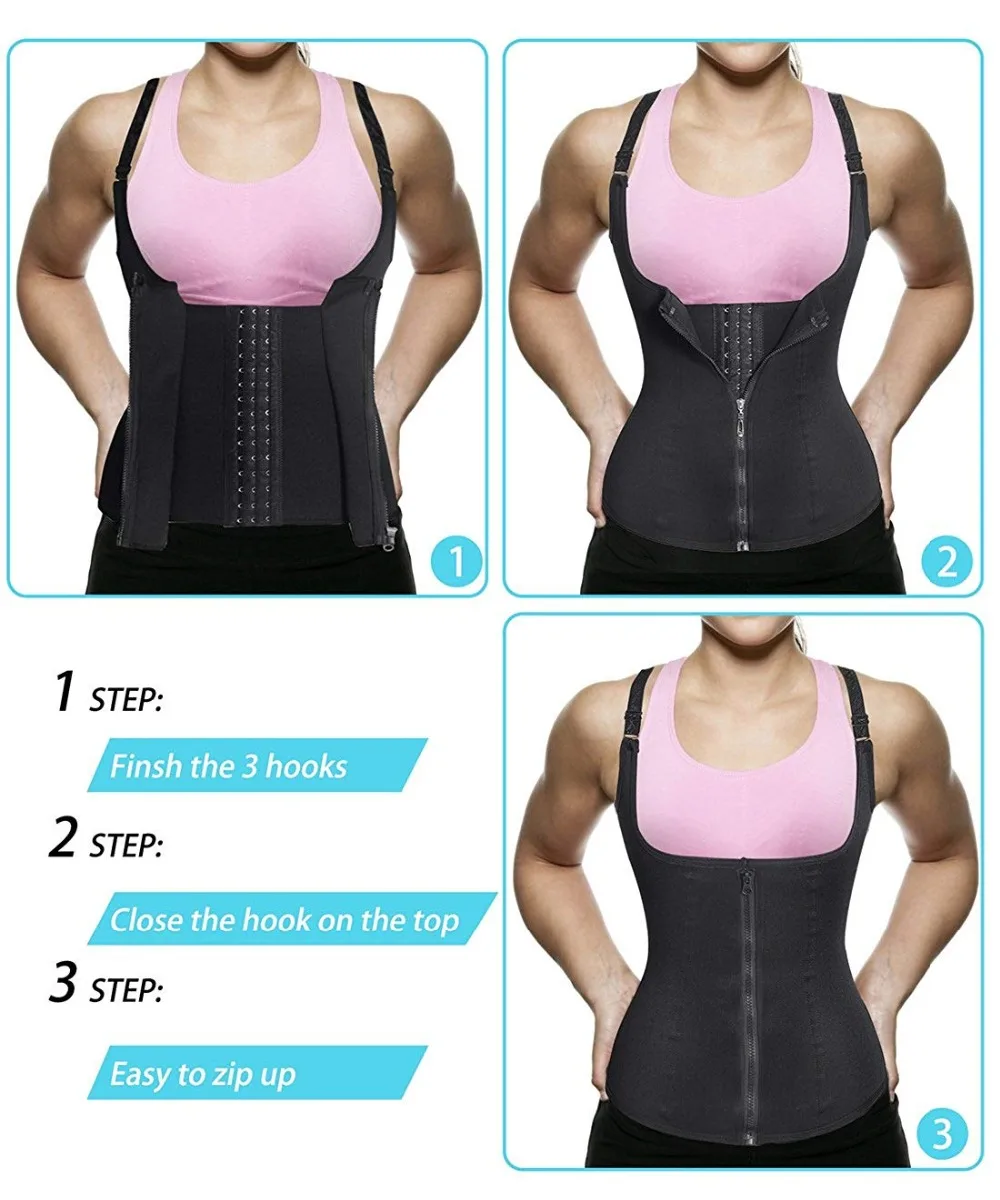 CXZD Women Waist Trainer Corset Zipper Vest Body Shaper Cincher Shaperwear Waist Traine Push Up Vest Tummy Belly Girdle Body Shaper  (9)