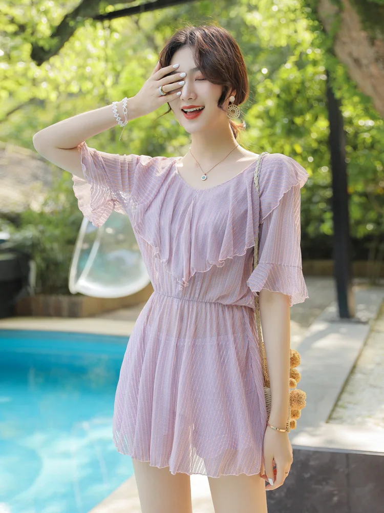 

2019 New Style Bathing Suit Fashion Sexy Underwire-Split Type Boxer Blouse Three-piece Set Bathing Suit