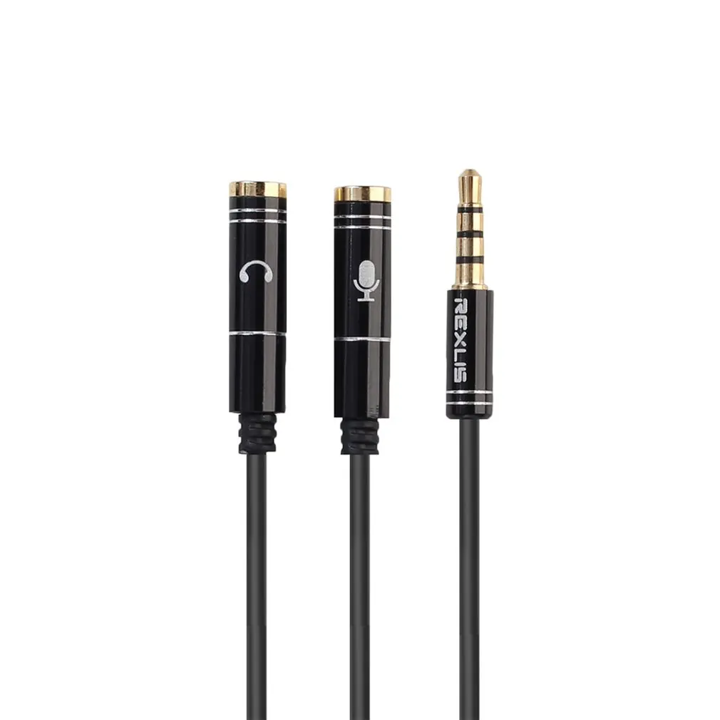

Quality 3.5mm Jack Headphone+Mic Audio Splitter Gold-Plated Aux Extension Adapter Cable Cord for Computer PC Microphone
