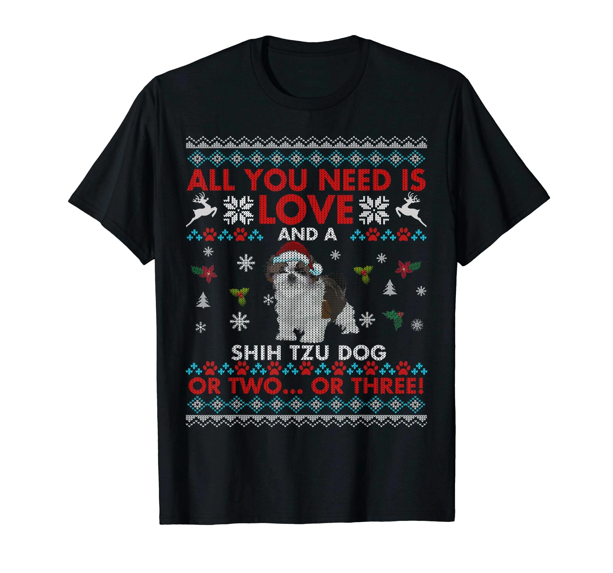 Shih Tzu уродливая Рождественская Футболка-Мужская футболка-черная все что вам