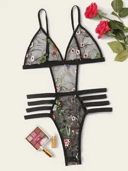 

2020 Europe and the United States sell like hot cakes sell lace embroidery belt splicing appeal female underwear suits