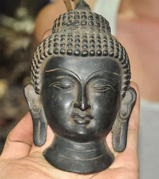

wedding decoration 8" Tibet Buddhism bronze Sakyamuni Shakyamuni Amitabha face mask Buddha statue