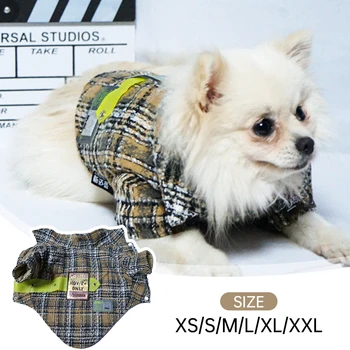 

Button Models Autumn And Winter New Plaid Warm Small Dogs Pomeranian Cat Puppy Clothes Pet Warm Clothing