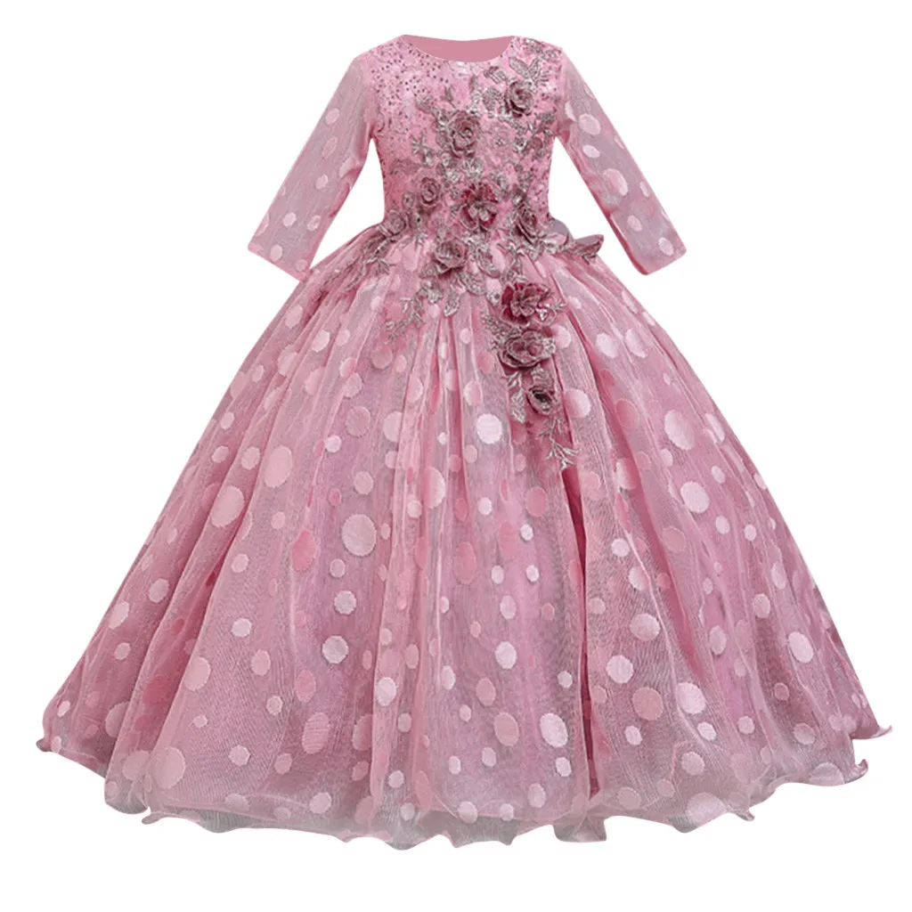 Детское платье принцессы для девочек; платья в горошек с цветочным узором для девочек; вечерние торжественные платья-пачки на свадьбу; vestido infantil