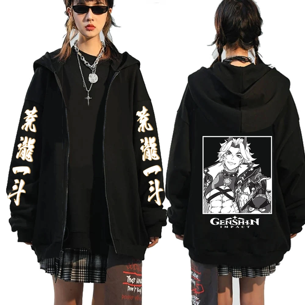 

2021 Hot Game Genshin Arataki Itto Hoody Sweatshirt Men/women Long Sleeve Hooded Tracksuit Black Hoodies Pullover