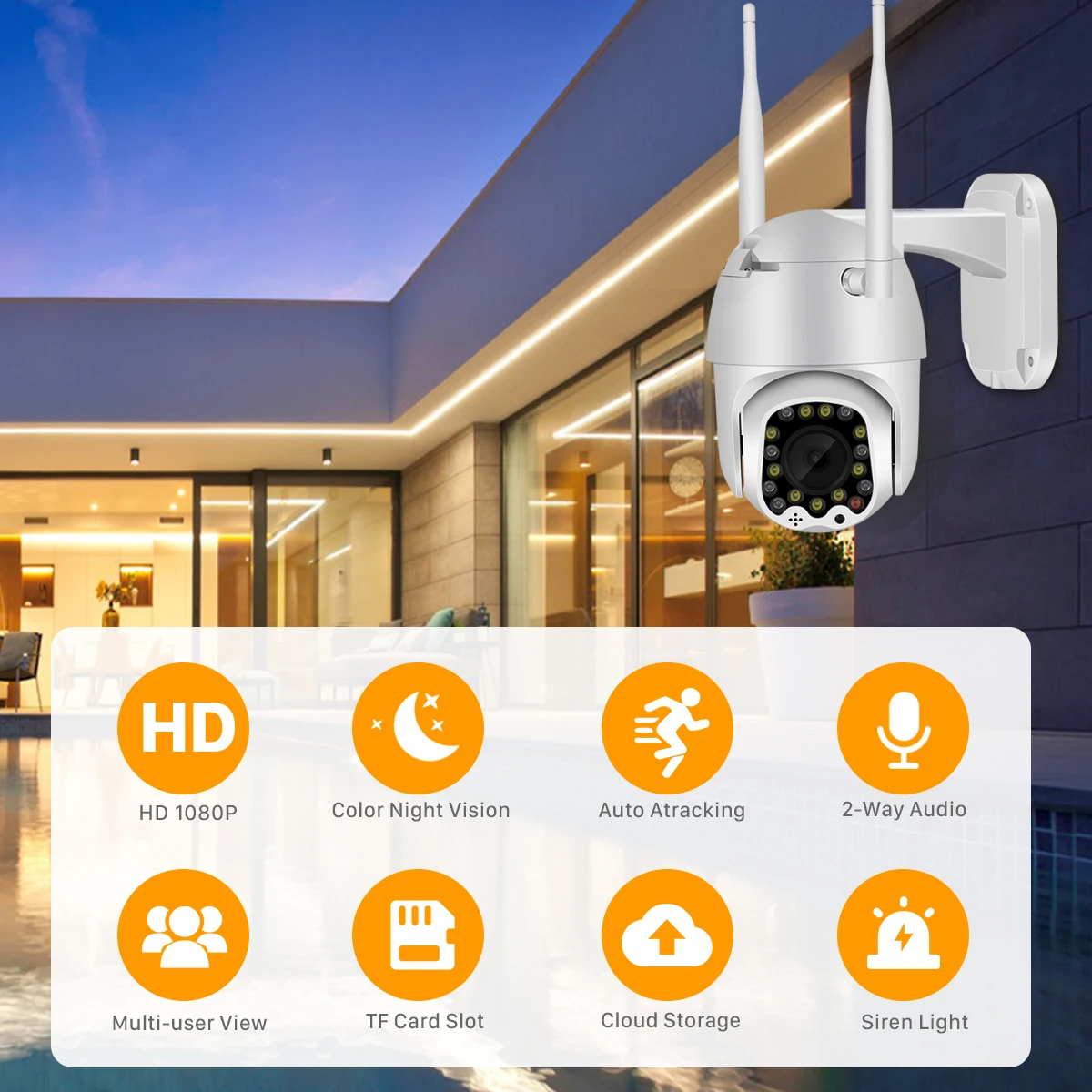 1080P наружная PTZ IP камера с автоматическим отслеживанием 2MP облачная Домашняя безопасность Wifi камера 4X цифровой зум скоростная купольная камера с сиреневым светильник