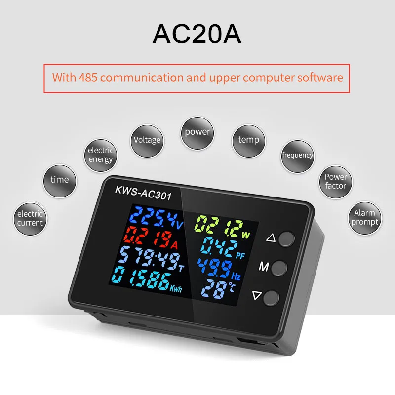 pull force gauge KWS-AC301 Wattmeter Power Meter Voltmeter AC 50-300V Voltage 50-60HZ Power Analyzers LED AC Electricity Meter 0-20/100A Detector water usage meter Measurement & Analysis Tools