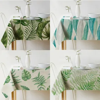 

Palm Leaf Rectangular Tablecloth Print Waterproof Tablecloth Linen Cover Polyester Tablecloth Decor Nordic Dining Table Kitchen