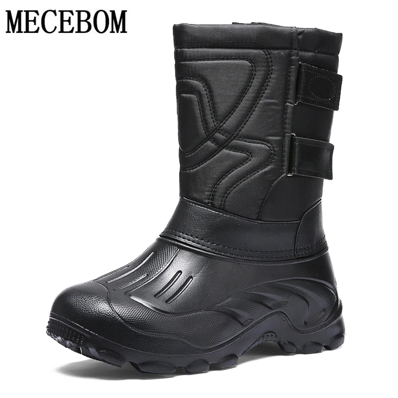 

Men's Mid-calf Boots Winter Waterproof Full Fur Snow Boots Hool&Loop Cotton Plush Men Casual Shoes Antislip Men SnowBoots 201m