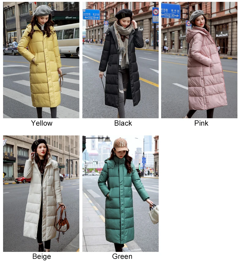 Модное женское зимнее пальто Длинная тонкая утепленная куртка новая плюс размерные куртки хлопковая стеганая куртка Верхняя одежда парки