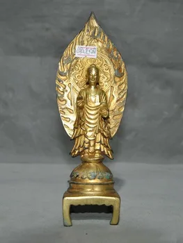 

wedding decoration 7" Tibet Buddhism temple bronze Gilt Sakyamuni Shakyamuni Amitabha Buddha statue