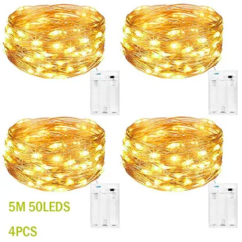

4Pcs Outdoor 5M 50 LEDs Waterproof Batteries Home Decoration Parties Weddings led string lights Home lighting string decoration