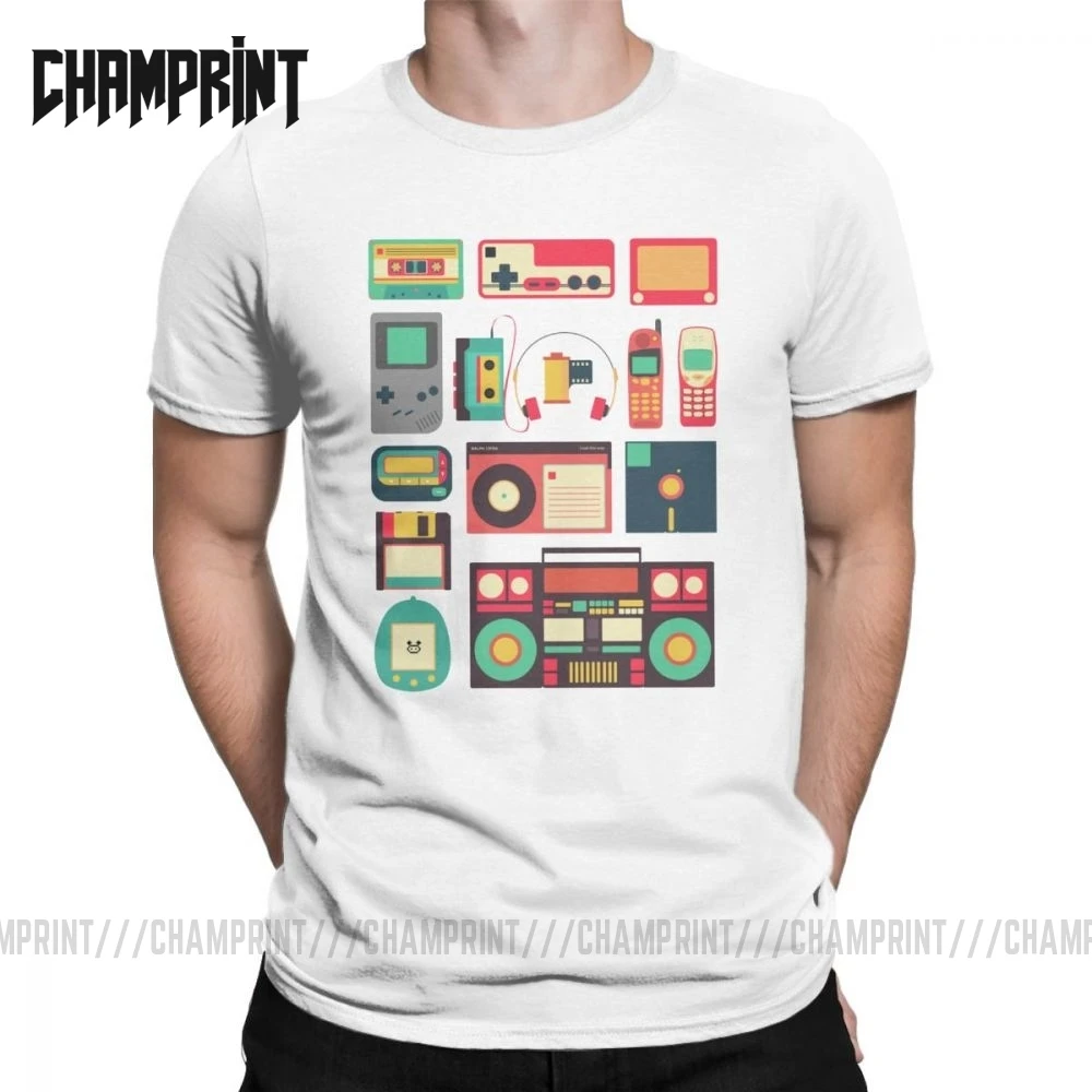 T-Shirt Con Tecnologia Retrò Uomo Walkman Betamax Gadget Boombox Music Vintage 100% Cotone T-Shirt 4Xl 5Xl 6Xl Abbigliamento