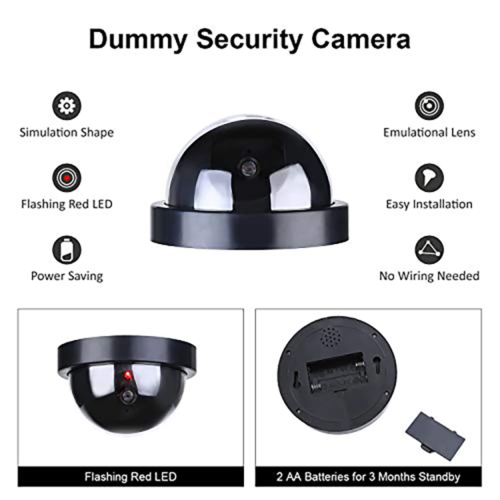 

EZ4U Dummy Cameras Fake Camera CCTV Dome Fake Imitation Simulation Cameras Monitor with Flashing LED Lights