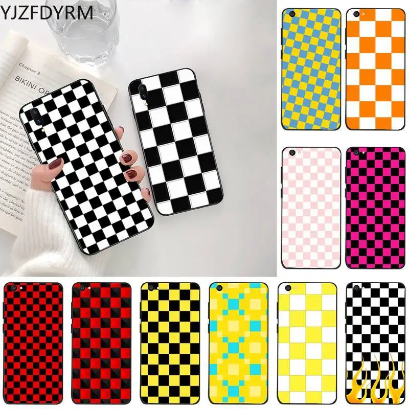 

YJZFDYRM Checkerboard Checkered Phone Case For Vivo Y91c Y17 Y51 Y67 Y55 Y7s Y81S Y19 V17 vivos5