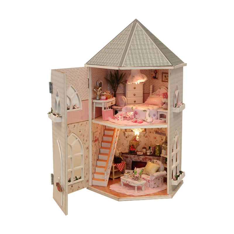 DIY кукольный домик Миниатюрный Кукольный домик аксессуары мини домик жажда замок розовый дом принцессы подарок на день рождения для девочек