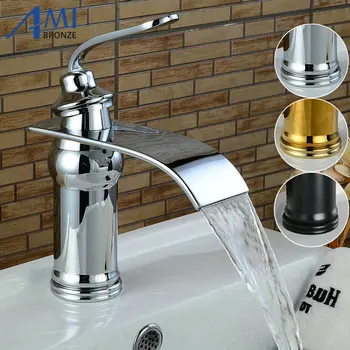 

Newly Basin Faucets Bathroom Basin Sink Brass Mixer Tap Hot Cold Chrome Polished Faucet Waterfall Mixer Bathroom Faucet