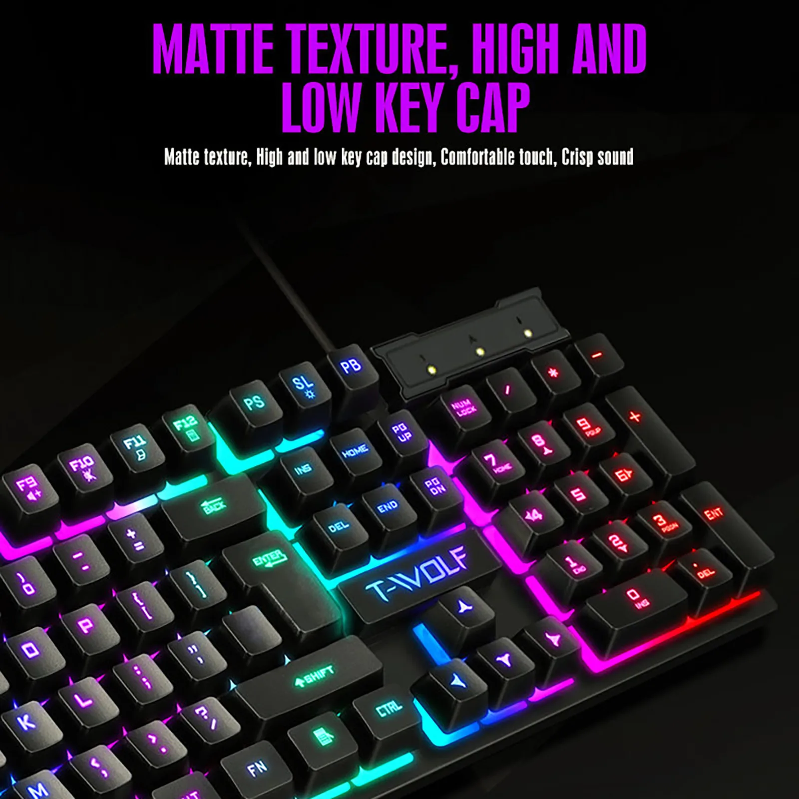 Fashion TF200 Rainbow Backlight Usb Ergonomic Gaming Keyboard and Mouse Set Gaming keyboard Wired Gaming Mouse Kit 104 Keycaps