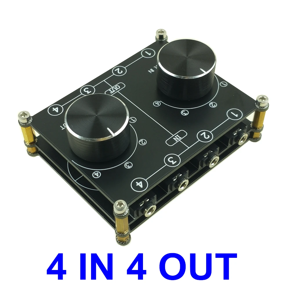 

4 in 4 out 3.5mm AUX 1/8" audio cable switch stereo audio signal source selector splitter switcher box - 4 ways input 4 output