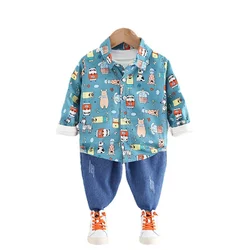 Roupas infantis de algodão com desenho, roupas esportivas para crianças pequenas, primavera e outono
