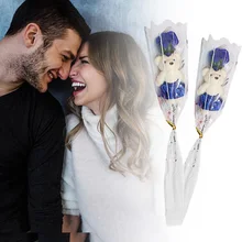 Искусственный цветок, один медведь, мыло с запахом розы, женские подарки, домашний декор, праздничный день Святого Валентина, День рождения, Прямая поставка