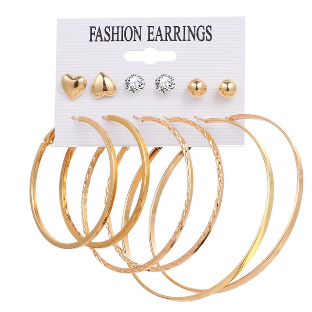 Fashion Women's Earrings Set Pearl Hoop Earrings For Women 2021 Bohemian Geometric Big Circle Gold Star Heart Earring Jewelry