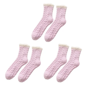 

3 Pairs Sleeping Casual Soft Daily Bed Home Fluffy Fuzzy Winter Warm Elastic Cute Plush Women Socks Floor Indoor Cozy