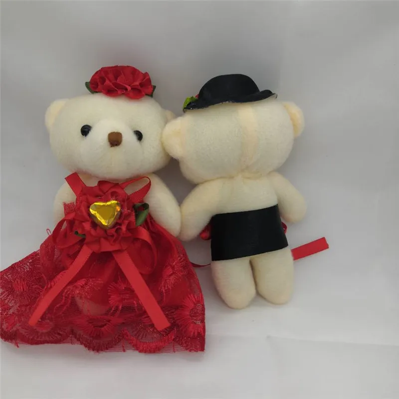 2 Pcs 1Lots Batch Of Cute 13 cm Wedding Bear Plush Stuffed Toy Cartoon Dolls Wedding 5