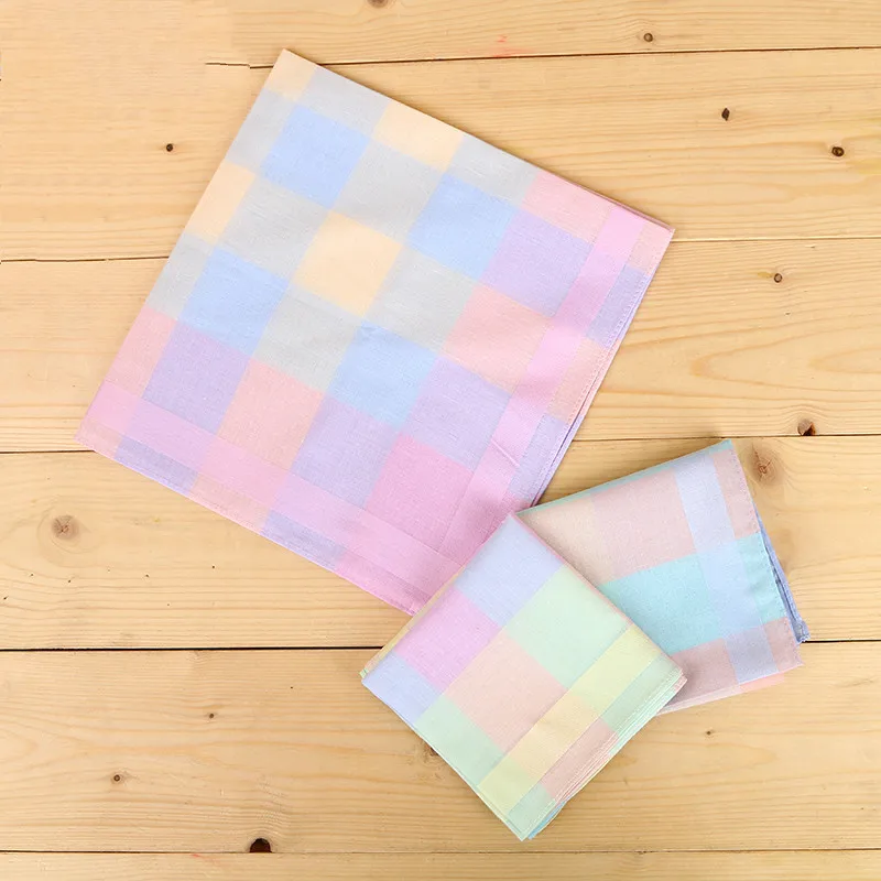 Pocket square,mini handkerchief 12PCs Mixed Color Plaid Handkerchief Neutral Checked Square Cotton Wipes Colored Plaid Fashion Cute Style 43X 43cm