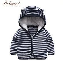 ARLONEET пальто с героями мультфильмов теплое зимнее плотное пальто для маленьких девочек верхняя одежда на молнии с капюшоном в полоску с изображением пива г. Пальто для новорожденных верхняя одежда для мальчиков