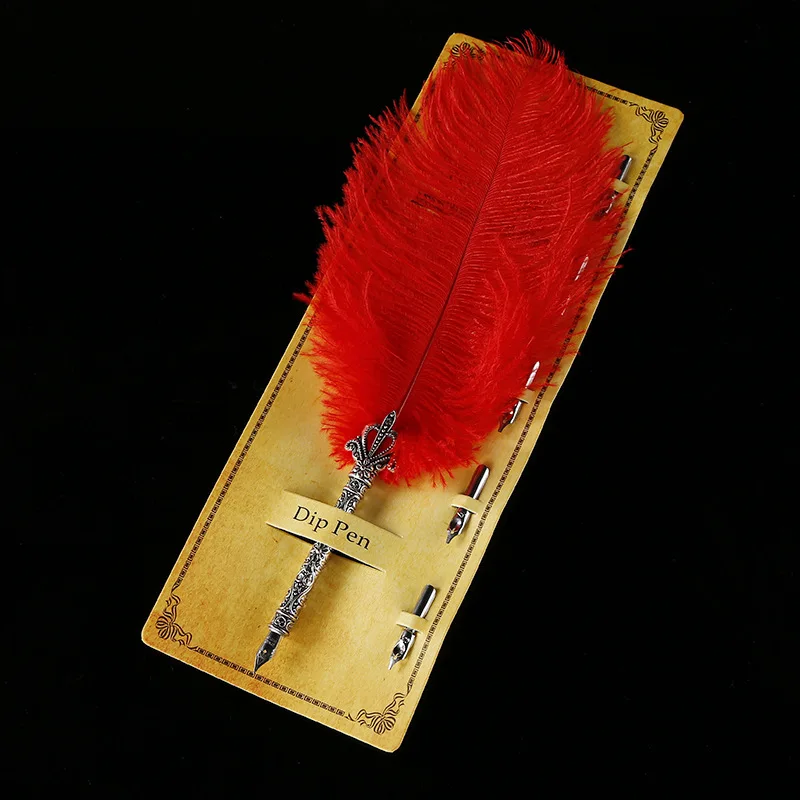 AP150 1 набор, антикварное перо, перо, Dip, ручка для художника, канцелярские принадлежности, подарок с 5 перьями, свадебный подарок, перо