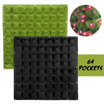 

Wall Hanging Planter Bag 64-Pocket Fabric Vertical Gardening Wall-mounted Decorative Flower Grass Vegetable Planter Grow Bags