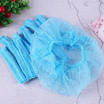 

100pcs Disposable Hair Cover Protective Headwear Non-Woven Elastic Head Cover Shield Anti-Saliva Droplets Safe Isolation Hat