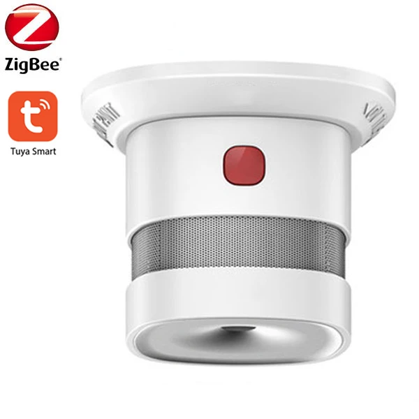 Tuya-Sensor de alarma de incendios Zigbee inteligente, batería de 5 años de larga vida, Detector de humo Tuya