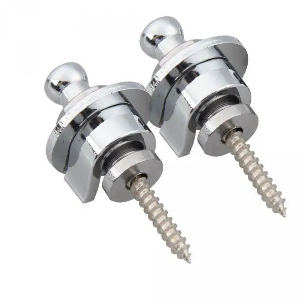 2x 2x Electric Bass Guitar Round Head Skidproof Strap Locks StrapLocks Silver