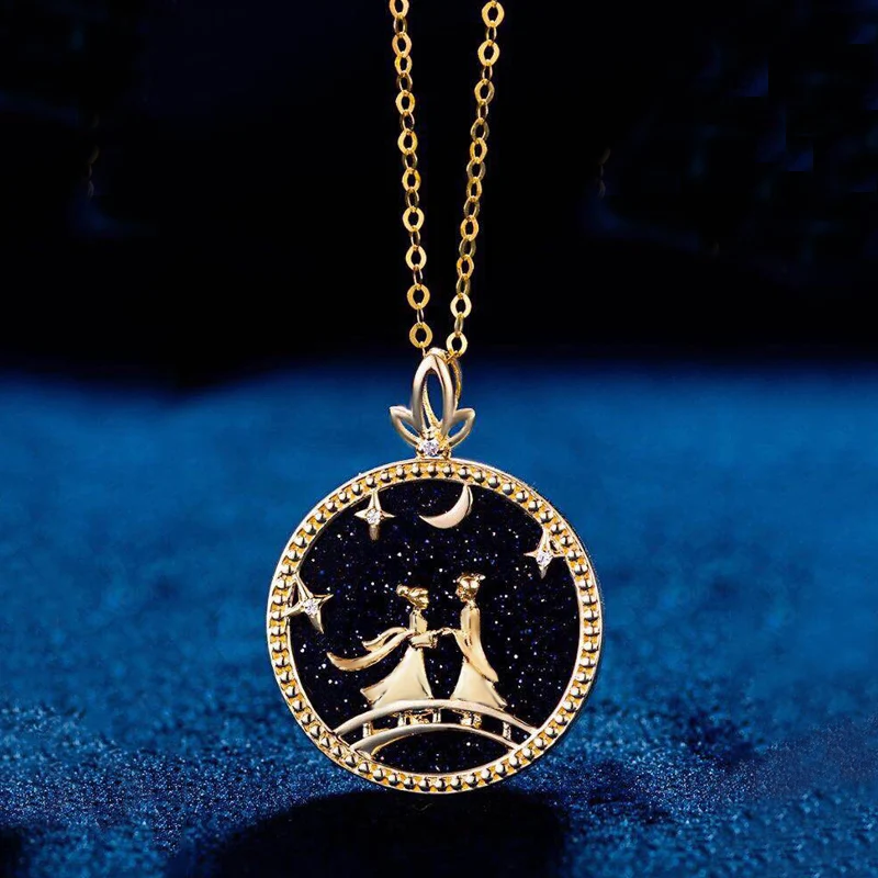 

2019 New Arrival Vintage Black Round Acrylic Myth Fairy Figure Love Choker Necklace For Women Valentine's Day Gifts