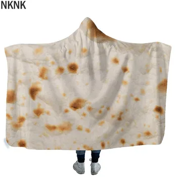 

Tortilla 3D Printed Plush Hooded Blanket For Adults Kid Warm Winter Soft Fleece Burrito Wrap Blanket Wearable Throw Blankets
