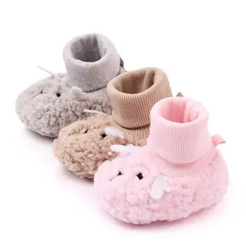 

Winter Baby Comfortable Cotton Warm Cartoon Shoes Lamb Fleece-lined Shoes With Soft Bottom For 0-1 Years Old Toddler