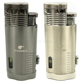 

COHIBA Metal Classic 3 Blue Torch Flame Jet Cigar Cigarette Lighter Butane Gas Lighter W/Cigar Punch Windproof