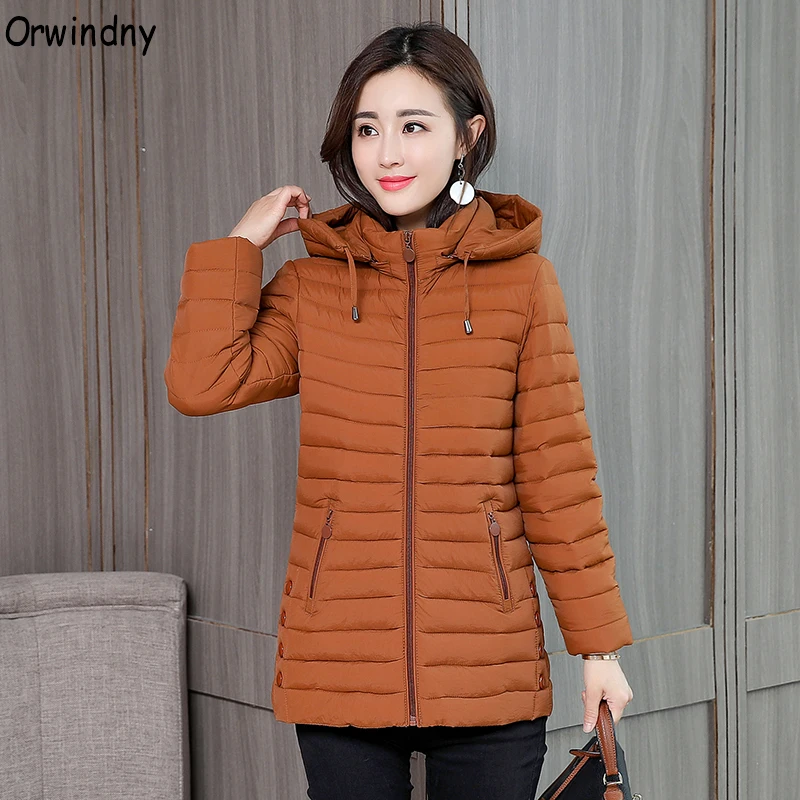 

Orwindny Autumn And Winter Coat Women Thin Down Cotton Padded Jacket Coat Female Plus Size M-4XL Parkas Hooded Warm Clothing