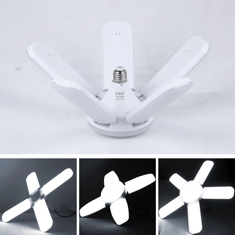 Led Lamp E27 Led Bulb 30/45/60/80W Lampada Led Light Bulb 220V Foldable Fan Blade Lights lighting for Living Room garage light