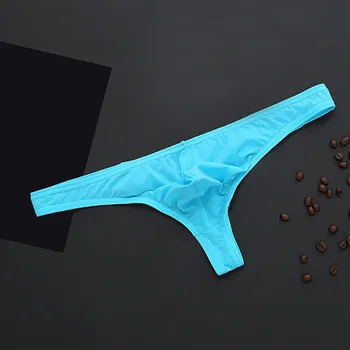 

Raised Men's Smooth Soft Sheer Briefs Breathable Ultra Thin Underwear Summer Mini Ice Silk T Underpants U Convex Underwear